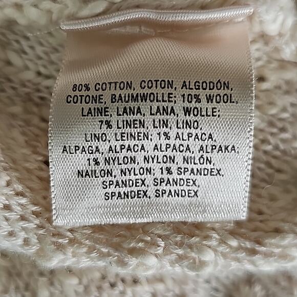 Anthropologie Womens Sz L Beige Linen Blend Minimalist Fairy Preppy Moth Sweater - Picture 8 of 12